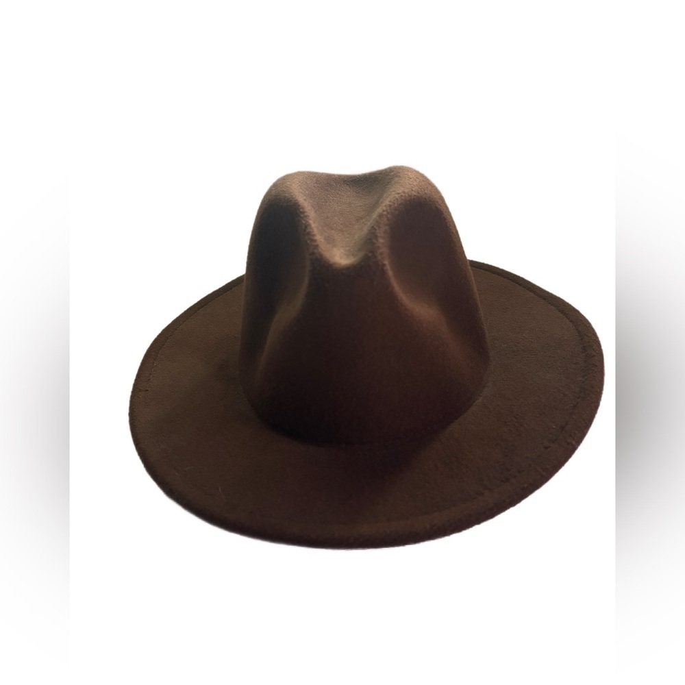 Wide Brim Fedora Hat for Women or Men Brown Woolen Felt Hat Panama Jazz Cap